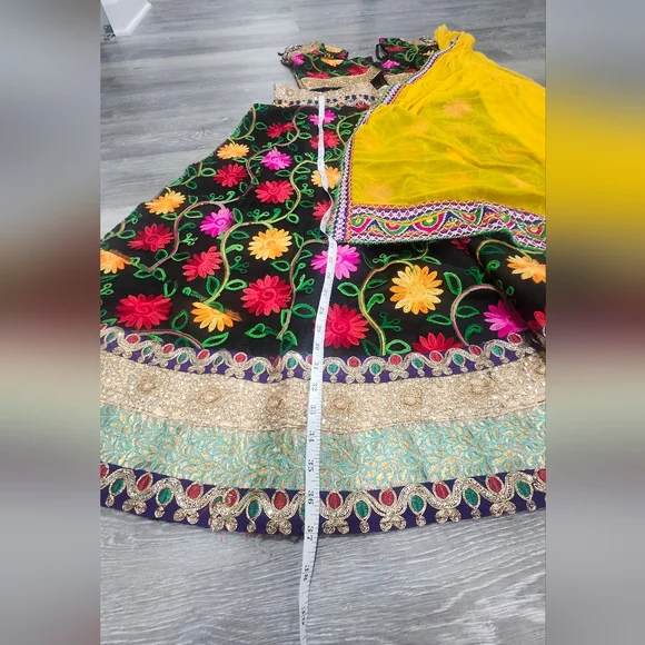 Floral Lehenga with Yellow Dupatta - Picture 2 of 6
